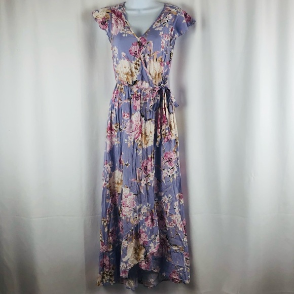 Band of Gypsies Dresses & Skirts - Band of Gypsies faux wrap flutter sleeve maxi Dress pockets XS